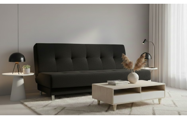 WERSALKA EDI czarna kanapa ROZKŁADANA sprężyny